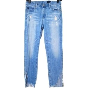 AG Adriano Goldschmeid Women's Light Wash Distressed Denim Blue Jean